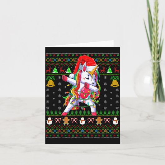 Carte Funny Unicorn Lover Xmas Santa Hat Unicorn Ugly Ch (Devant)