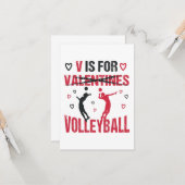 Carte Funny V est pour Volleyball Valentine's Day Cadeau (Devant/Arrière en situation)