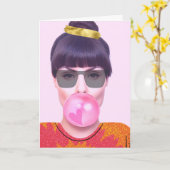 Carte Funny Valentine Dame Cool Chewing Gum (Fleur jaune)