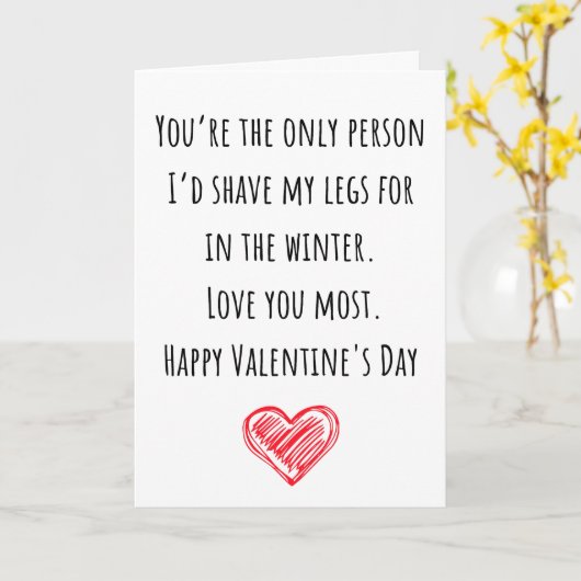 Carte Funny Valentine J'ai Rasé Mes Jambes Pliées (Fleur jaune)