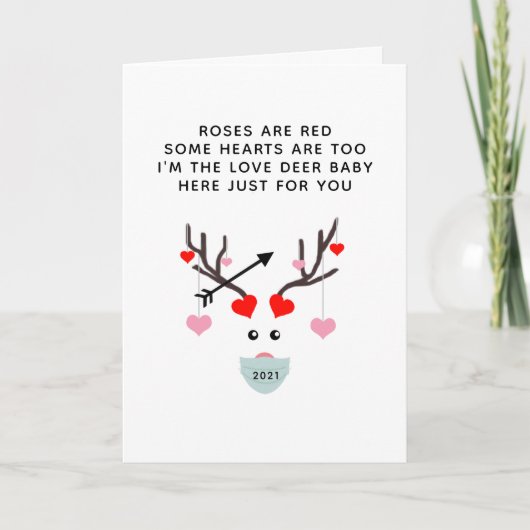 Carte Funny Valentines Day 2021 Love Deer Poem (Devant)