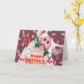 Carte Funny Valentine's Day Card Porc de Gentleman avec  (Fleur jaune)