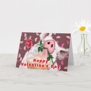 Carte Funny Valentine's Day Card Porc de Gentleman avec 
