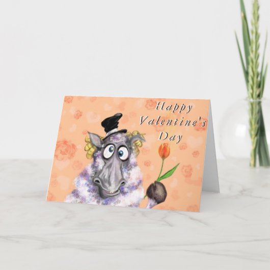 Carte Funny Valentine's Day Card Romantic Ram avec Tulip (Devant)