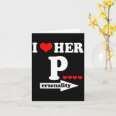 Carte Funny Valentine's Day Couple Matching I Love Her I (Fleur jaune)