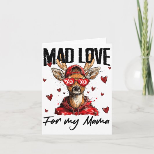 Carte Funny Valentine's Day Mad Love For My Mama Deer Hu (Devant)