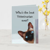 Carte Funny Veterinarian Thank You Wishes Siamese Cat (Fleur jaune)