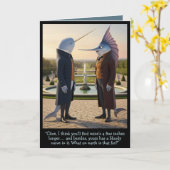 Carte Funny Victorian card anthropomorphic Narwhal theme (Fleur jaune)