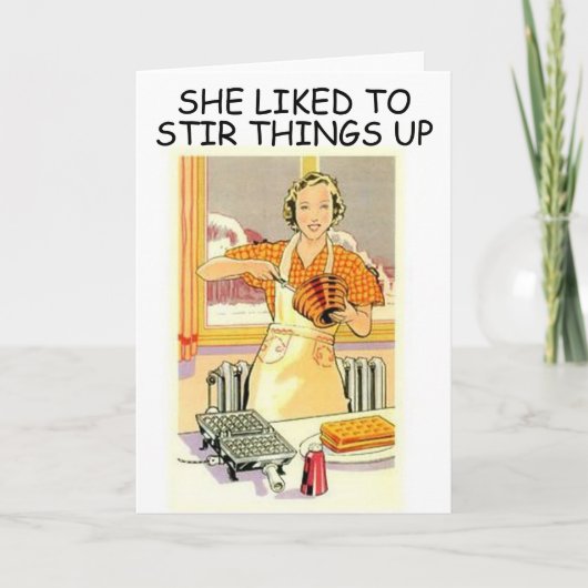 CARTE FUNNY VINTAGE FEMME, TOUT REMONTE (Devant)