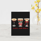 Carte Funny Vintage Santa's Little Helper Martini Merry (Fleur jaune)