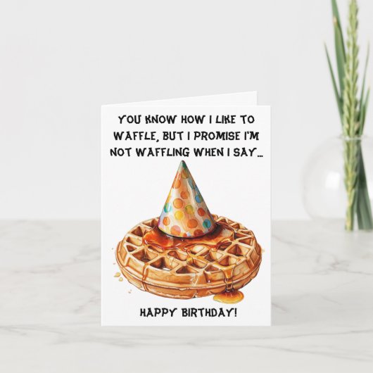 Carte Funny Waffle Message d'anniversaire avec Casquette (Devant)