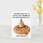 Carte Funny Waffle Message d'anniversaire avec Casquette (Fleur jaune)