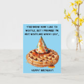 Carte Funny Waffle Message d'anniversaire avec Casquette (Fleur jaune)