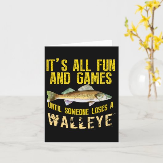 Carte Funny Walleye Fishing Poisson d'eau douce Hommes G (Fleur jaune)