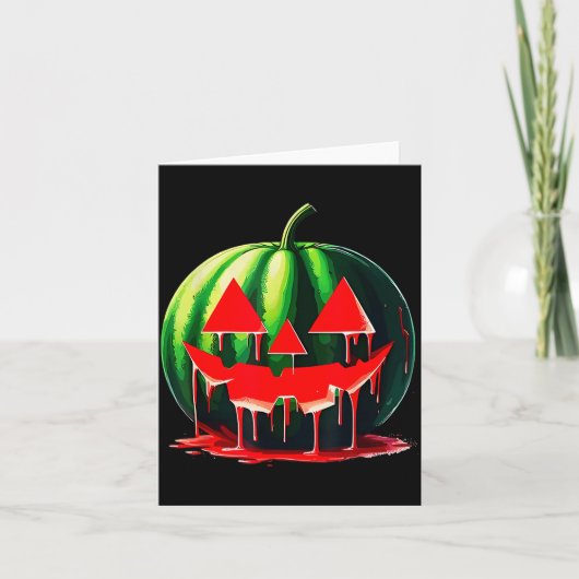 Carte Funny Watermelon Jack O Lantern Soky Dripng Fruit (Devant)