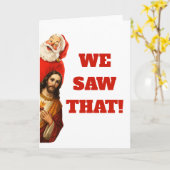 Carte Funny “We Saw That” Santa and Jesus Design (Fleur jaune)