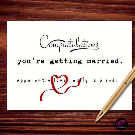 Carte Funny Wedding Congratulations Love Is Blind Joke