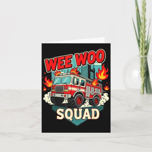 Carte Funny Wee Woo Squad Fire Department Firefighter Fi (Devant)