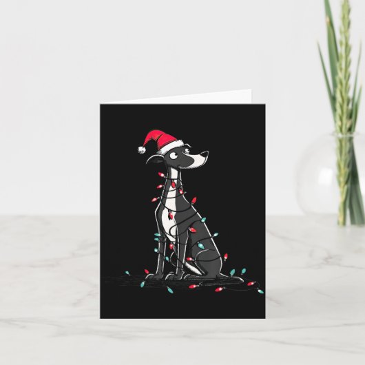 Carte Funny Whippet Christmas Graphics Dog Lights Lover  (Devant)