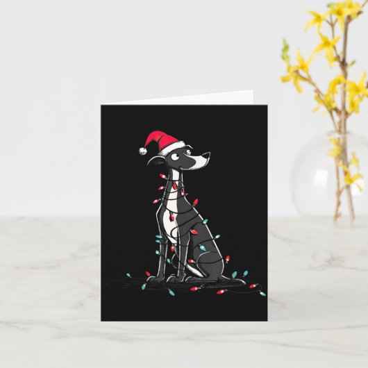 Carte Funny Whippet Christmas Graphics Dog Lights Lover  (Fleur jaune)