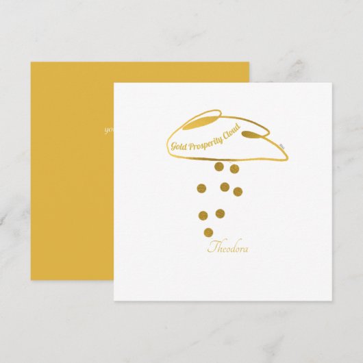 Carte Funny White Gold Prosperity Cloud Card (Devant / Derrière)