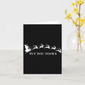 Carte Funny Witchy Wizard Fly You Fools Sleighing Christ (Fleur jaune)