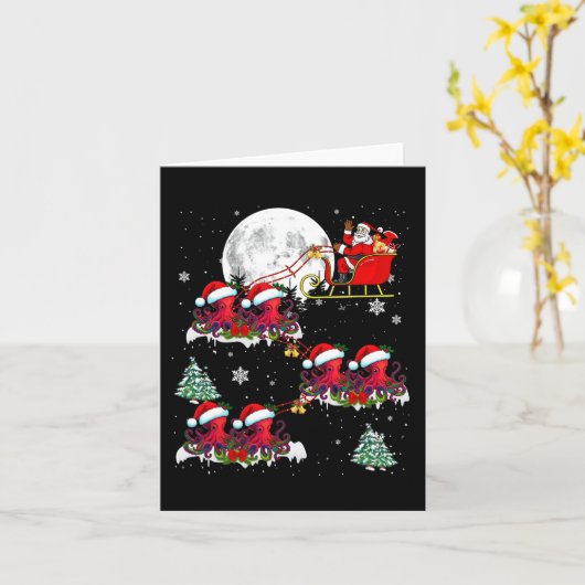 Carte Funny Xmas Éclairage Arbre Père Noël équitation Oc (Fleur jaune)