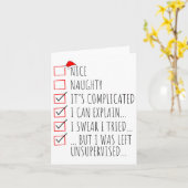 Carte Funny Xmas Nice Naughty List I Can Explain I Swear (Fleur jaune)