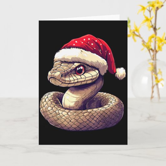 Carte Funny Xmas Snake Lovers Christmas Pajama Snake San (Fleur jaune)