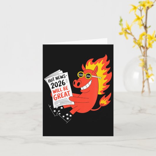 Carte Funny Year Of The Horse – Chinese Zodiac New Year (Fleur jaune)