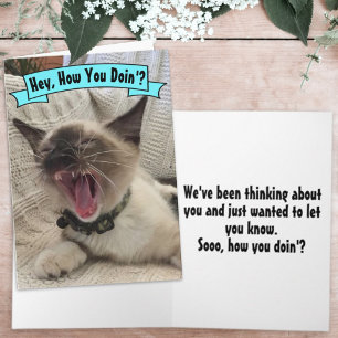 Carte Funny Yelling How You Doin' Siamese Cat Photo