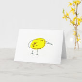 Carte Funny Yellow Bird Doodle Greeting Card (Fleur jaune)