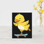Carte Funny Yellow Duck Skater Skateboard Ballerina Zoo (Fleur jaune)