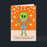Carte Funny Zombie Birthday Card<br><div class="desc">Drôle carte d'anniversaire zombie qui est personnalisable avec votre message personnalisé.</div>