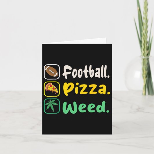 Carte Funy Tee Football Pizza Weed Pour Les Amateurs Hal (Devant)