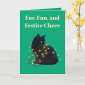 Carte Fur, Fun, and Festive Cheer Black Cat Entangled (Fleur jaune)