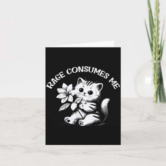 Carte Fureur de fleurs de chat Consomme Drôle de dicton (Devant)