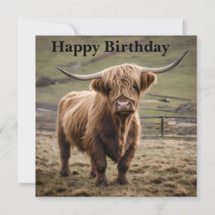 Carte **"Furry Majesty : The Woolly Brown Highland Cow"*