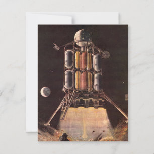 Carte Fusée de science-fiction vintage décollant de la p