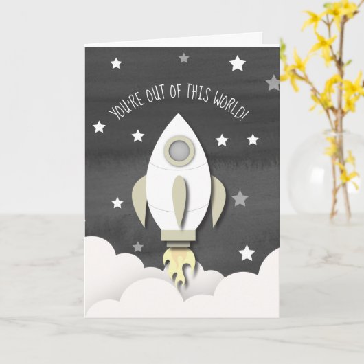 Carte Fusée Hors De Ce Monde Saint Valentin Espace (Fleur jaune)