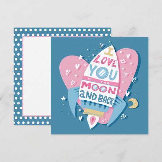 Carte fusée pour la lune Je t'aime (Devant / Derrière)