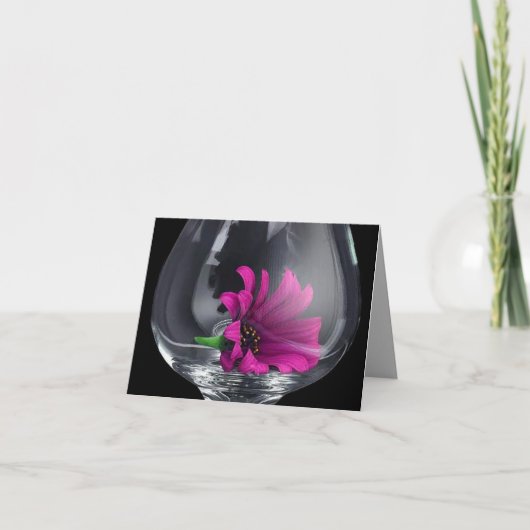 Carte Fushia Floral Glass Note (Devant)