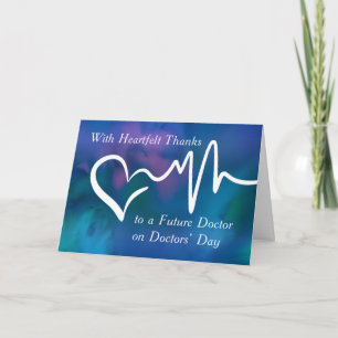Carte Futur Docteur Journée du Docteur Merci coeur Bleu