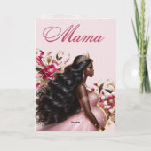 Carte Future Mama afro-américaine rose et or (Dos)