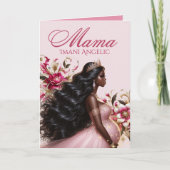 Carte Future Mama afro-américaine rose et or (Devant)