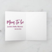 Carte future maman baby shower nom date rose simple mini (Intérieur)