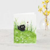 Carte Fuzzy Black Cat par Bihrle Blank Card (Fleur jaune)