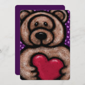 Carte Fuzzy Teddy Bear Valentine (Devant / Derrière)