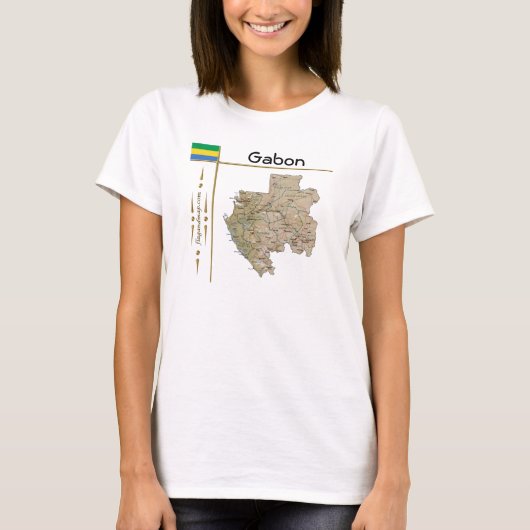 Carte Gabon + Drapeau + Titre T-shirt (Devant)