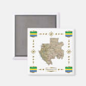 Carte Gabon + Magnet des drapeaux (Recto/Verso)